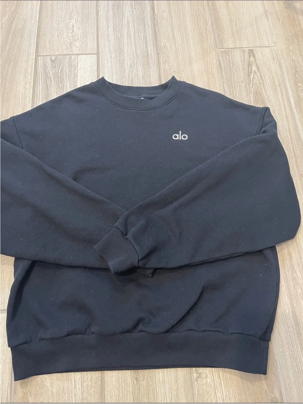 Alo Yoga Accolade Set Crewneck Pullover Sweater + Sweatpants Black Sz S 4-6